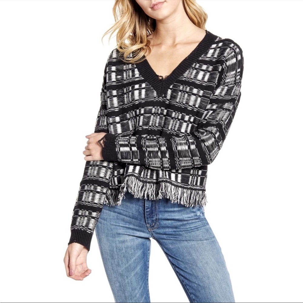 NWT Wildfox Reece Ritzy Fringe Hem Sweater
